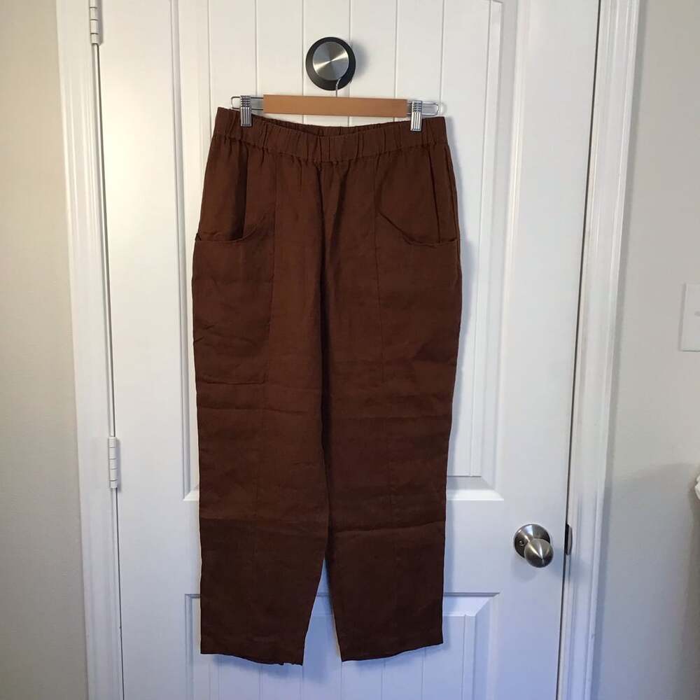 Quince 100% European Linen Pants in Rust Brown - Picture 2 of 9